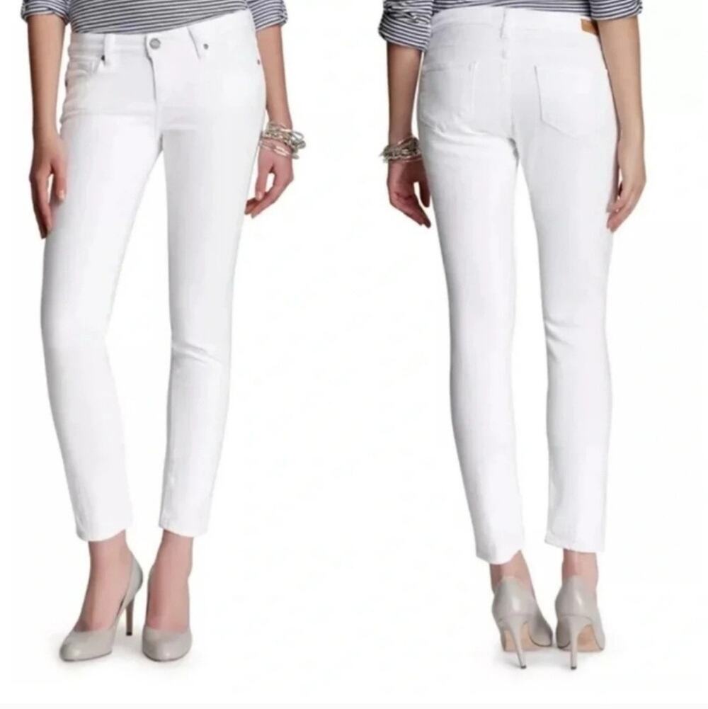 PAIGE Skyline Skinny Jeans 30 White Mid Rise Ankle Classic Workwear Minimalist